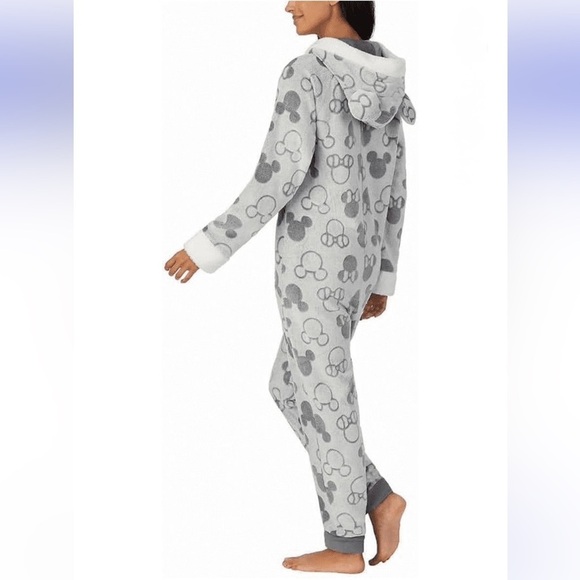 NWT Disney Midweight Women's Hooded Mickie & Minnie Onesie Lounge/Pajama M - Picture 2 of 8